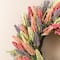 Glitzhome® 24" Pink, Purple & Yellow Heather Wreath with Black Metal Hanger
